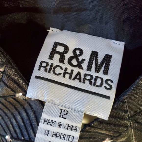 R&M Richards Black Sequin Open Front Jacket size 12 - Picture 2 of 13
